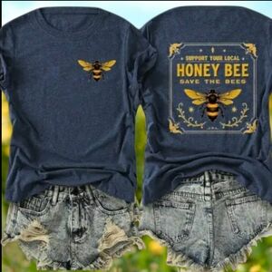 NEW! Soft Stretchy Blue Honey Bee Graphic T-Shirt